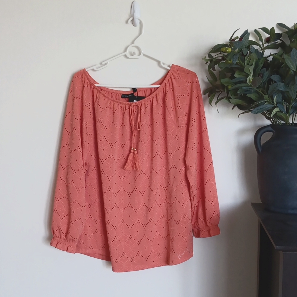 NWT Coral Eyelet Blouse